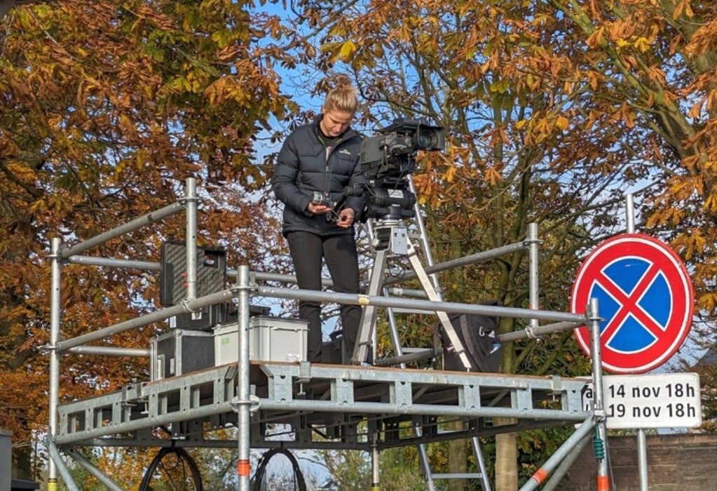 Voorbereiding intocht Sint, proefdraaien camera
