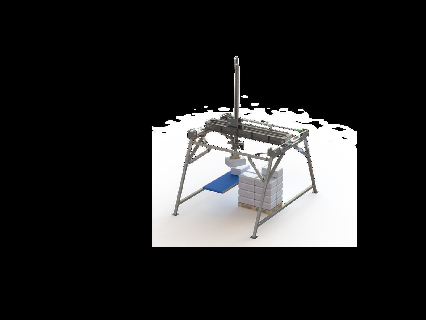Het ‘XYZ Portaal Robot-systeem’: (ont)stapel machines, geschikt voor allerlei producten.