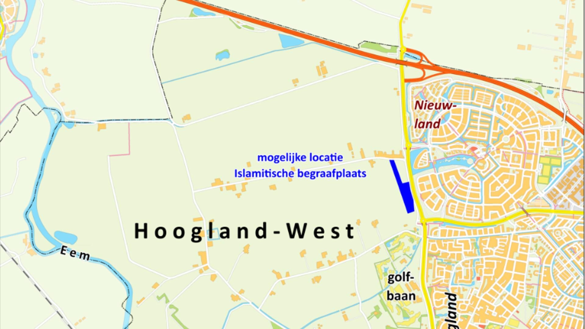 De voorgenomen locatie van een islamitische begraafplaats.