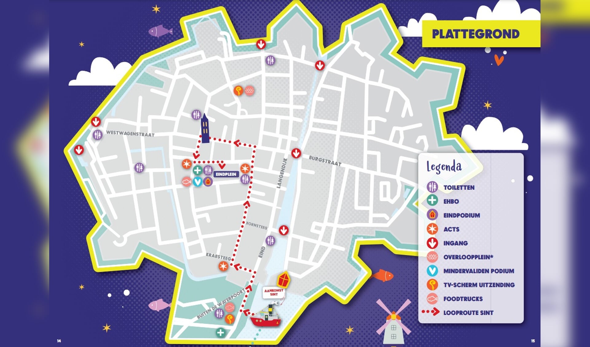 De route van de Sint-intocht in Gorinchem op zaterdag 18 november