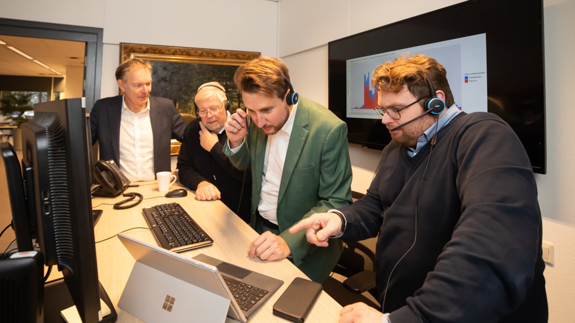 Mark Röell, Mark Veldhuizen, Steven de Vries en Mark Eijbaard in het Baarns Contactcentrum.