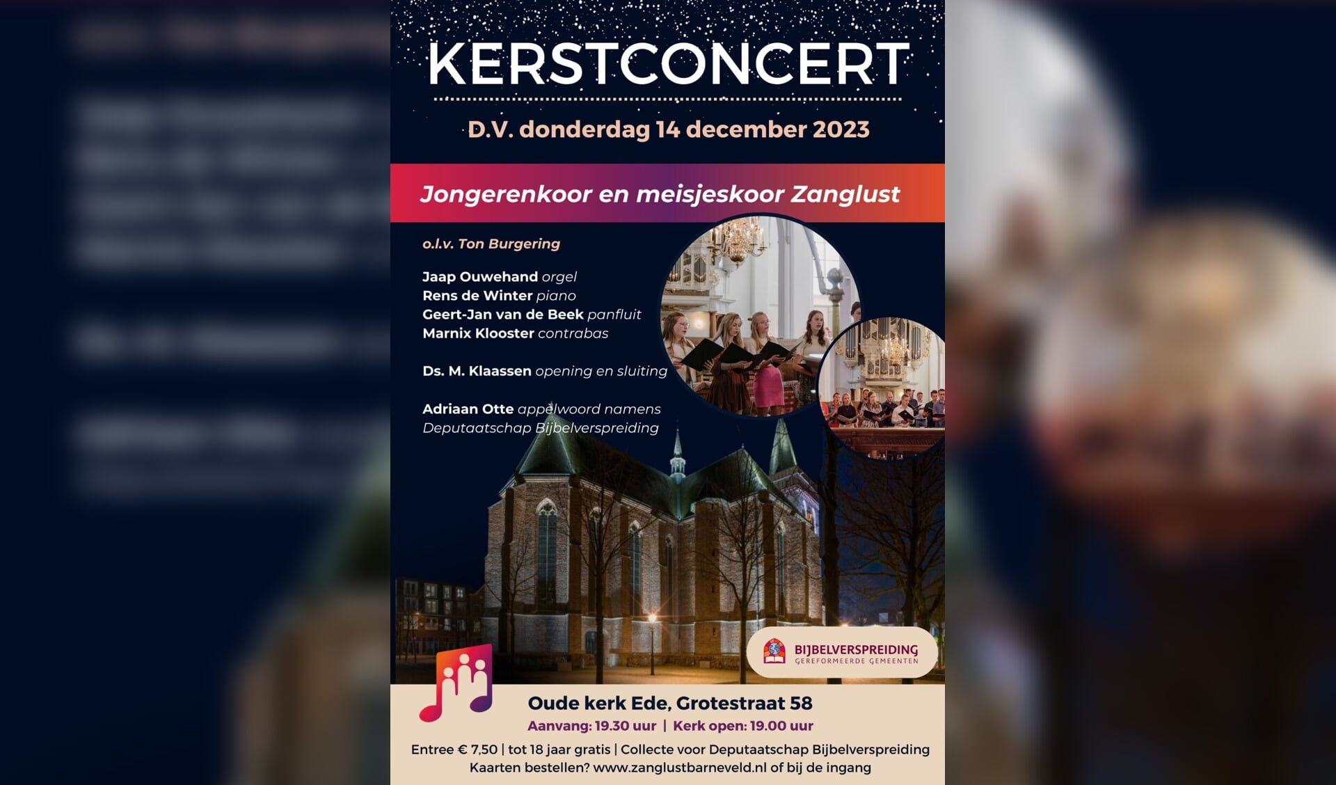 Zangavond Oude Kerk Ede Zanglust Barneveld houdt op d.v. 14 december het kerstconcert met het