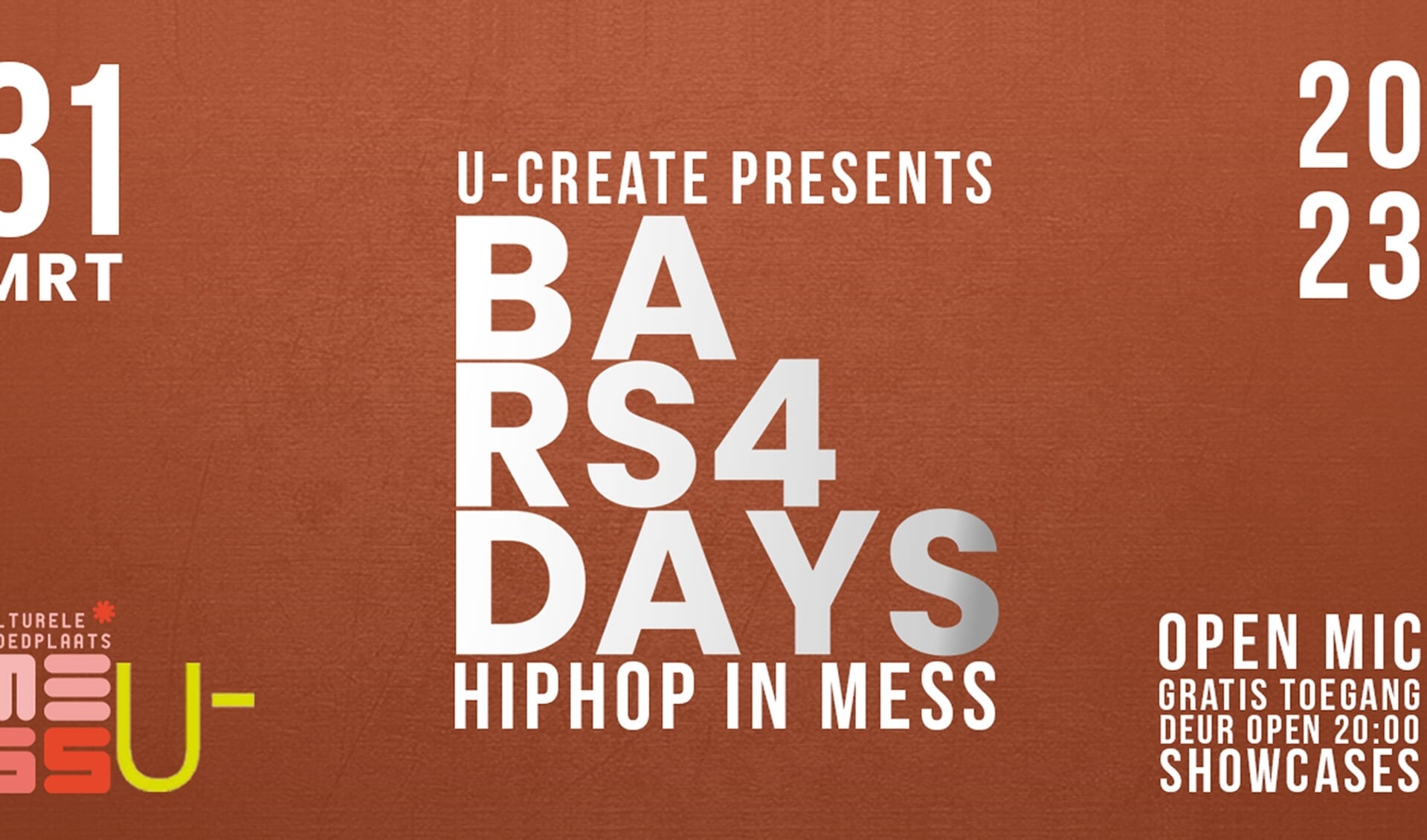 Bars 4 Days | Hiphop in MESS | Open mic, dj's  en showcases