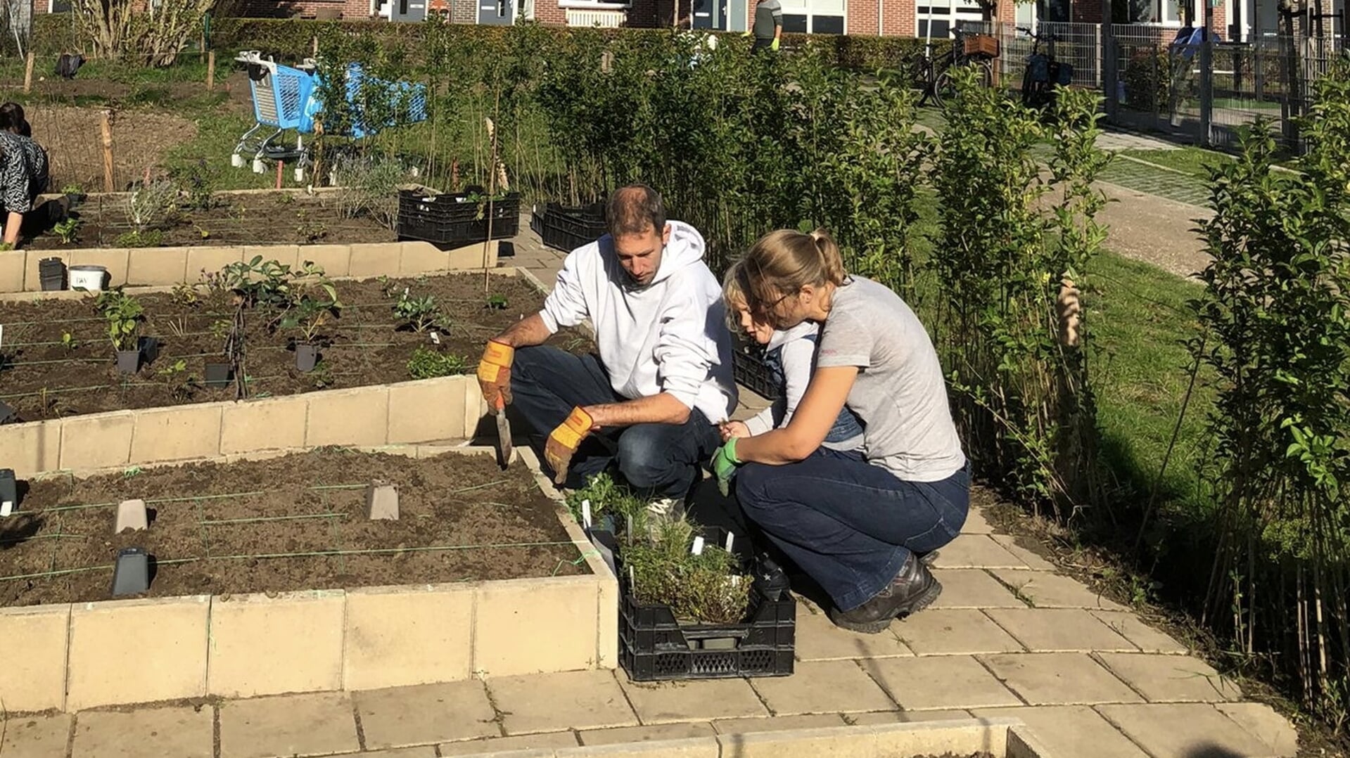 Esther en haar gezin aan het werk in de Tuin der Tuinen