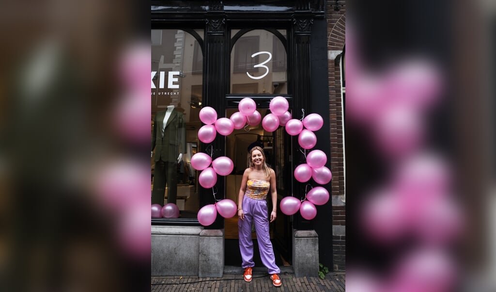 Paula Vos eerder deze maand bij de feestelijke opening van haar boetiek FOXIE in het centrum van Utrecht.