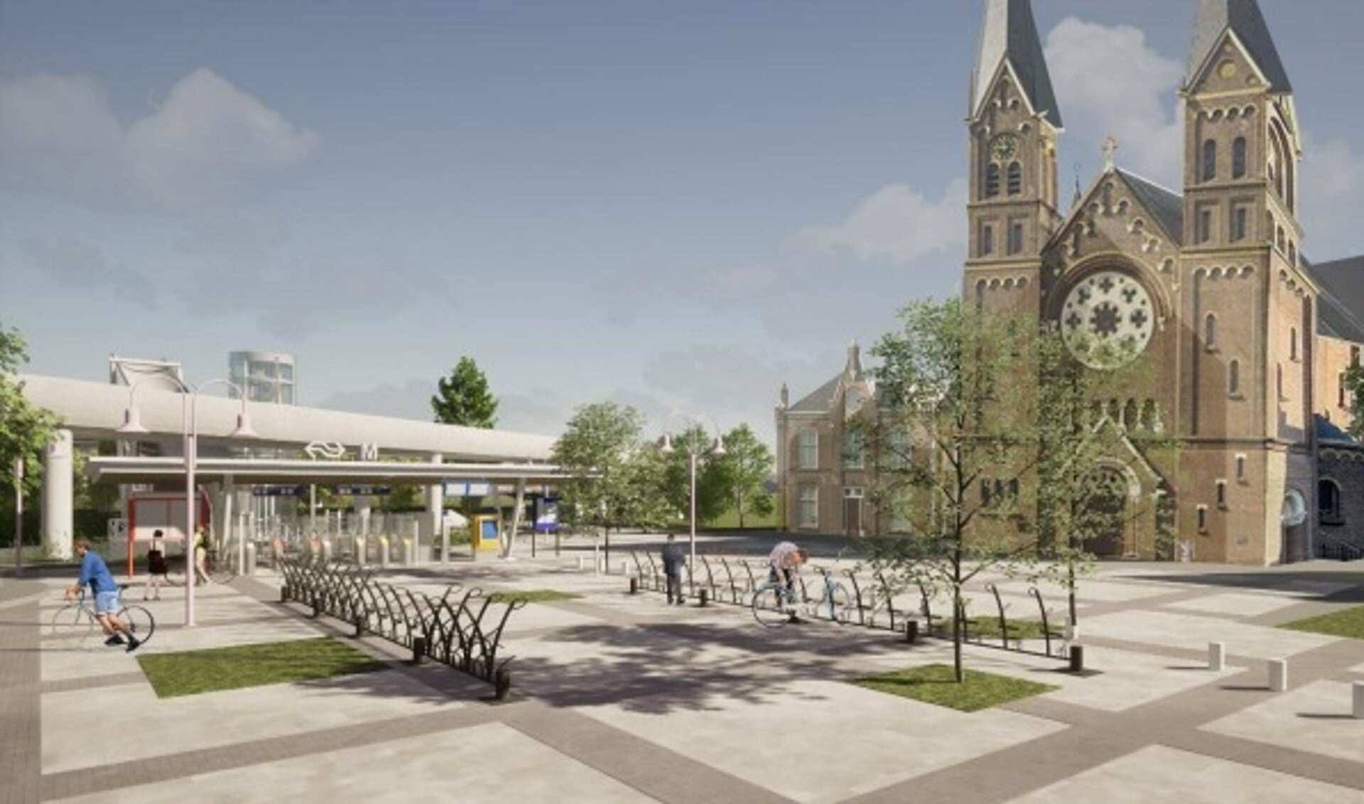 Sfeerbeeld van de herinrichting van het stationsplein.