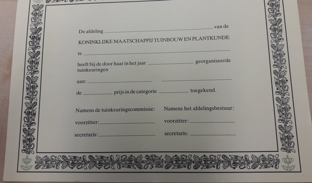 het historisch diploma tuinkeuring