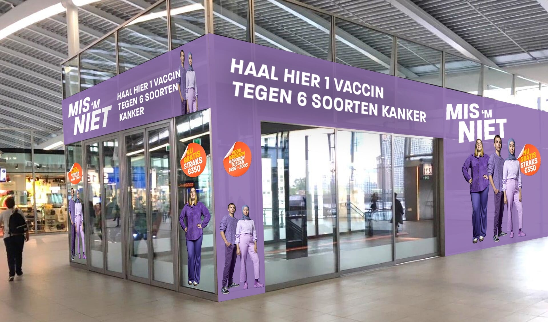 Zo ziet de tijdelijke HPV-vaccinatielocatie op Utrecht CS eruit.