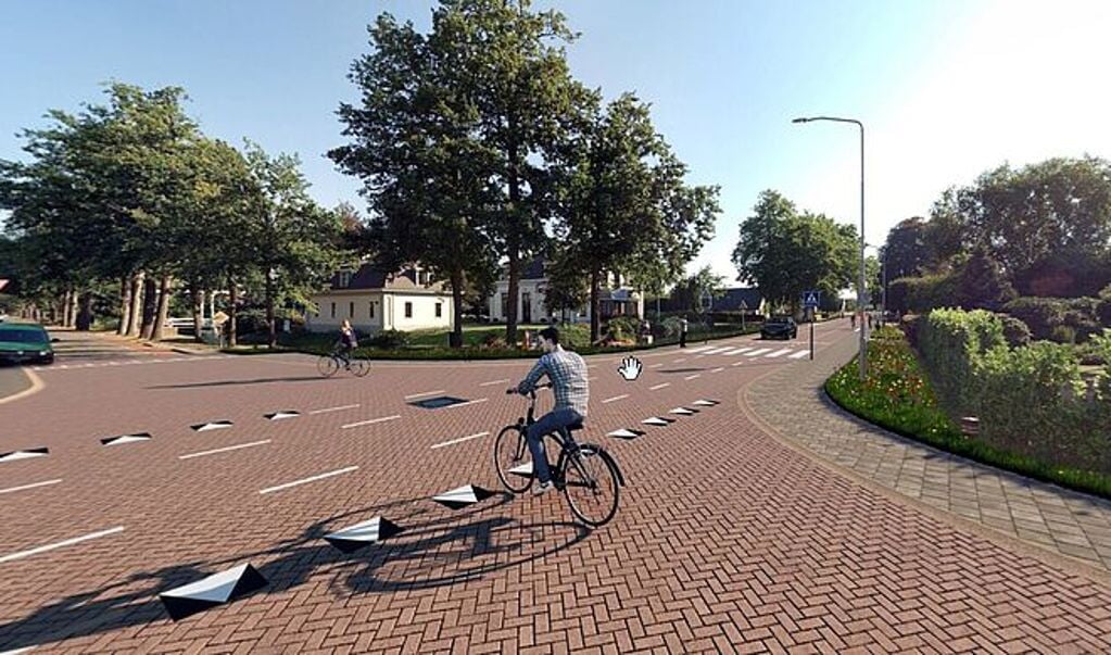 Impressie van het aangepaste kruispunt Hoevelakenseweg/Eendrachtstraat in Terschuur.