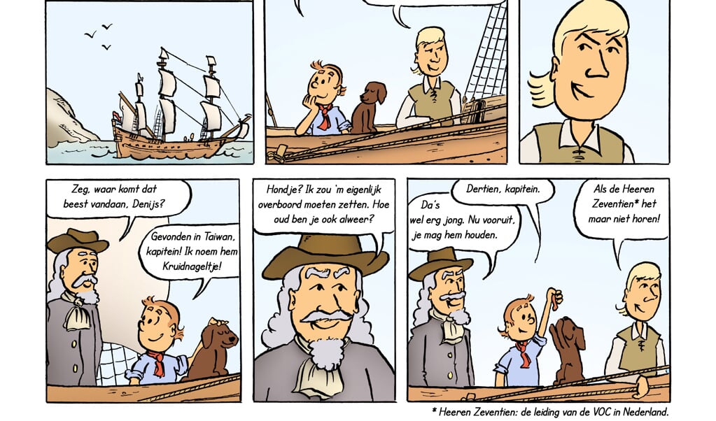 Het begin van het stripverhaal over de schipbreuk van Hendrick Hamel