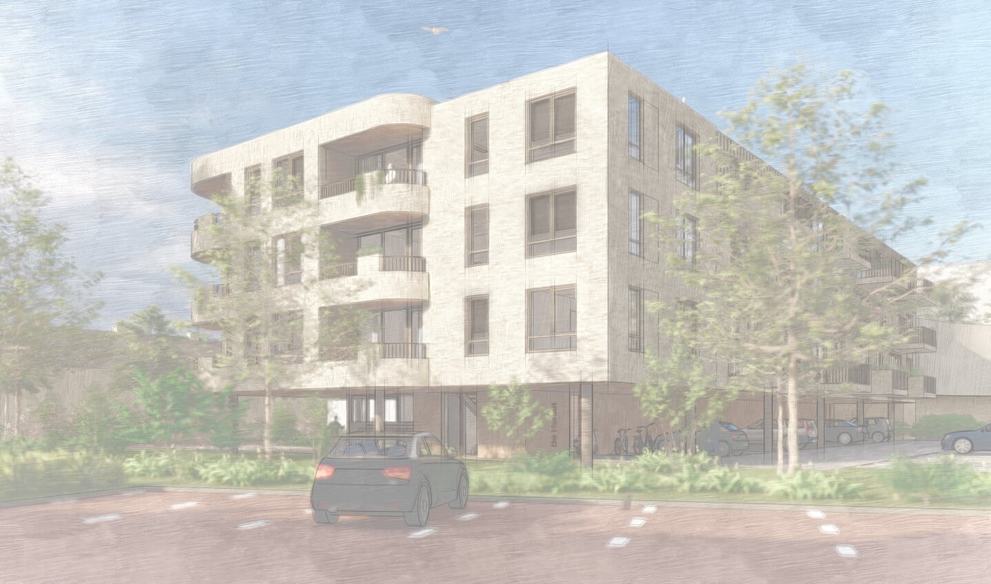 Het appartementencomplex telt vier bouwlagen