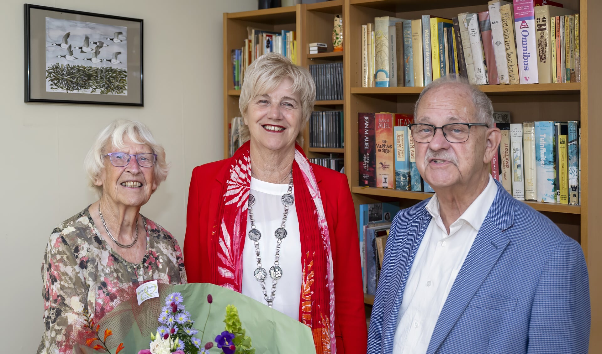 Burgemeester op bezoek bij het echtpaar Alderwege in Doorwerth i.v.m. het 65-jarig huwelijks jubileum.