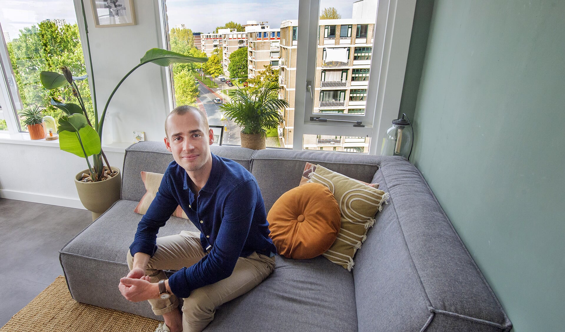 Sam Geerlings in zijn inmiddels verkochte appartement: ,,De verkoop verliep soepel."