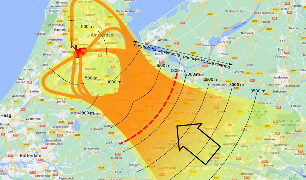 geplande vierde route naar Schiphol