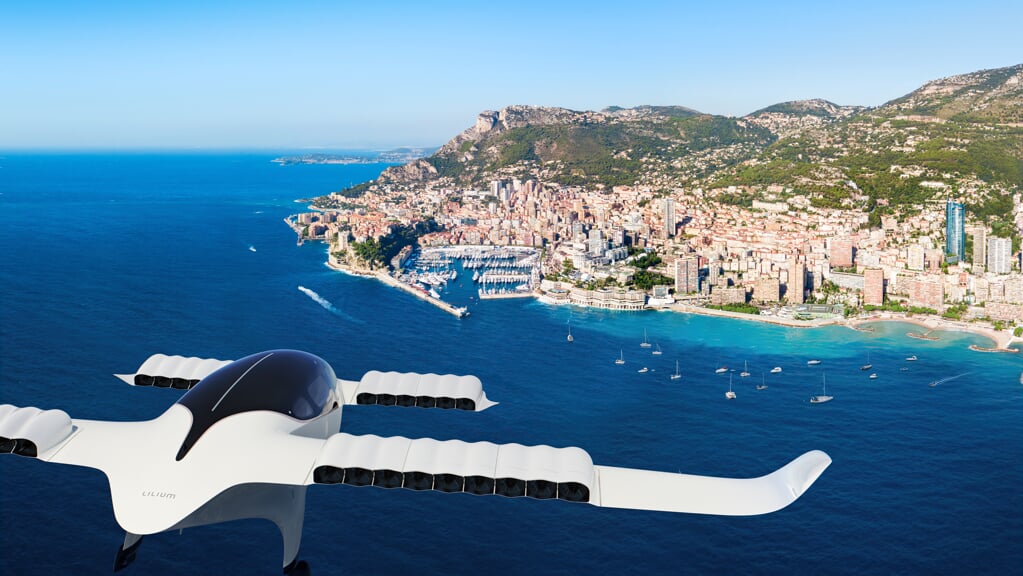 ,,Impressie van een Lilium Jet bij Monaco aan de Middellandse Zee.''