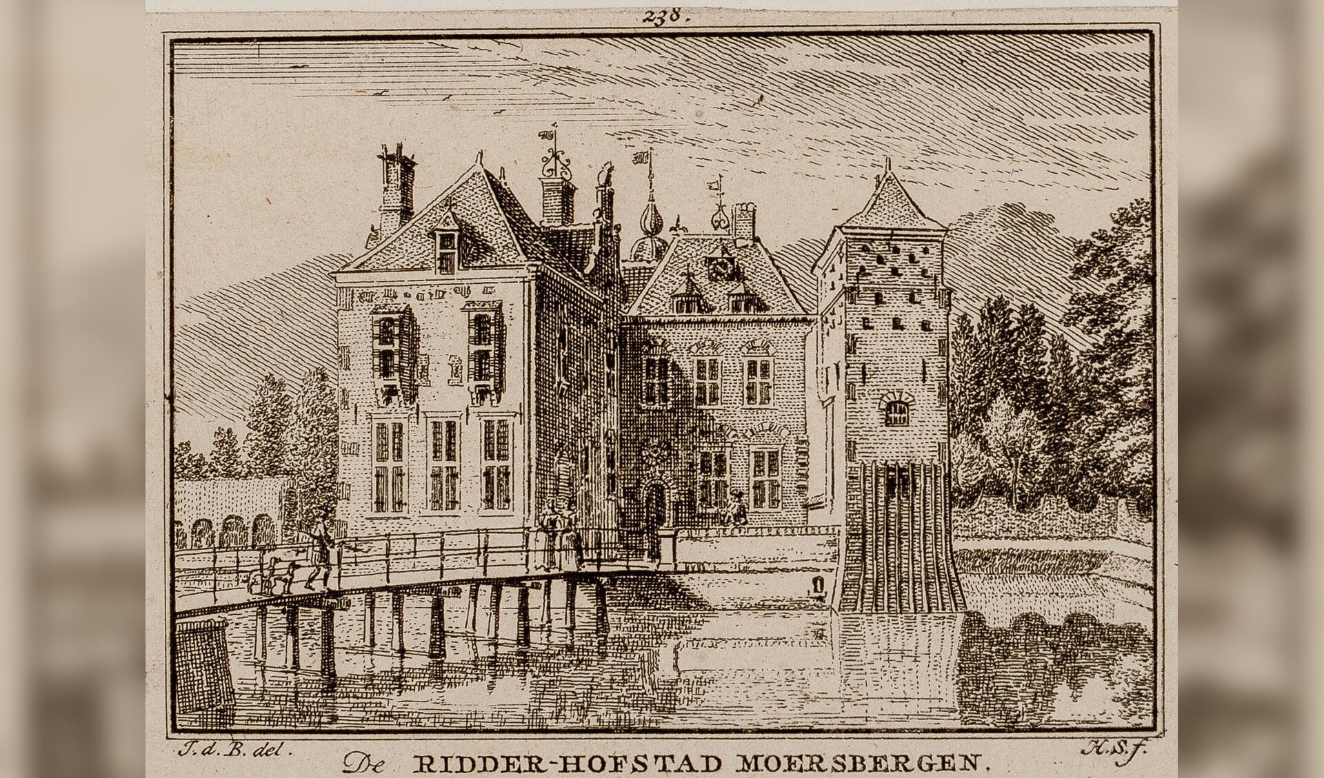 Gravure Ridderhofstad Moersbergen, 18e eeuw