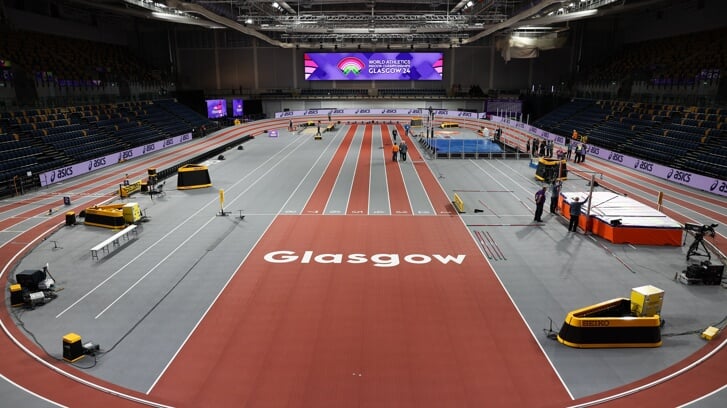 De Emirates Arena in Glasgow waar het WK indoor atletiek wordt gehouden.