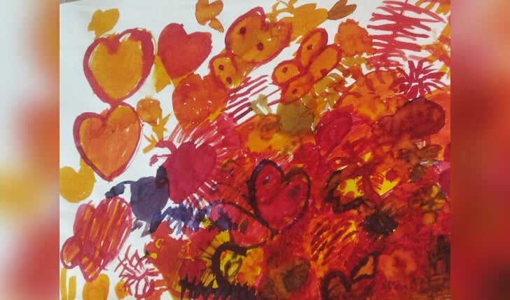 Suzan Visser, Liefde in de lucht, 2022,45x60 cm, ecoline op papier