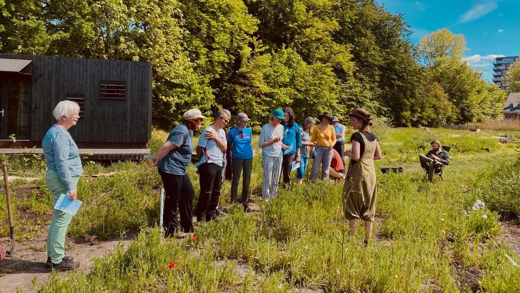 Buurtbewoners aan het werk in de Buurttuin.