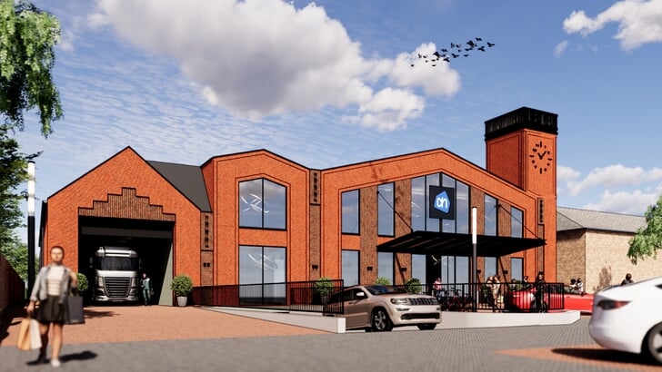 Impressie van de nieuw te bouwen Albert Heijn op Kostverloren. Door gesteggel met de Aldi lijkt de realisatie ver weg.