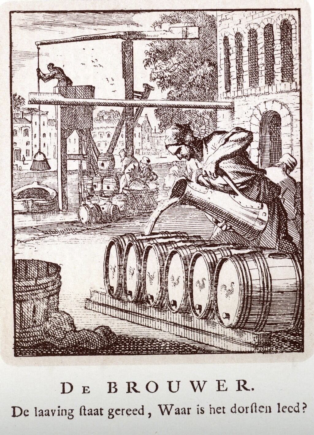 In de ‘Spiegel van het menselyk bedrijf’ uit 1694 beeldden Jan en Caspar Luiken honderd ambachten uit waaronder dat van bierbrouwer.