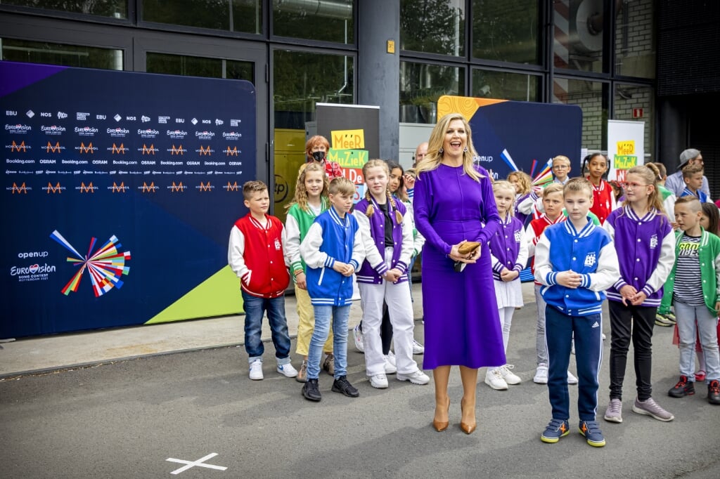 2021-05-20 13:24:48 ROTTERDAM - Koningin Maxima tijdens een bezoek aan het Eurovisie Songfestival in Rotterdam Ahoy in het kader van Meer Muziek in de Klas als maatschappelijk partner. ANP POOL ROYAL IMAGES PATRICK VAN KATWIJK