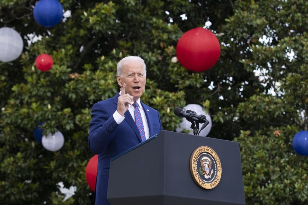 Joe Biden heeft de nationale Onafhankelijkheidsdag aangegrepen om de voortgang te vieren in de strijd tegen de coronapandemie.