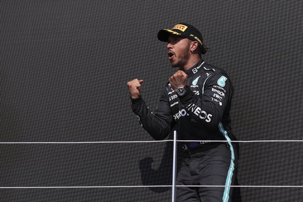 Lewis Hamilton, afgelopen zondag op Silverstone. De Brit werd racistisch bejegend. 