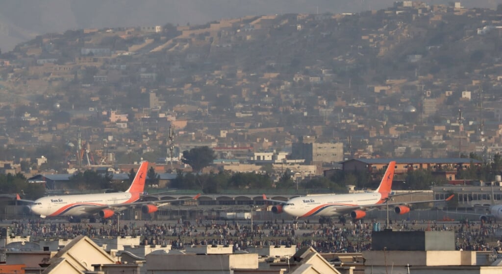 Blik over het Hamid Karzai International Airport in Afghanistan.