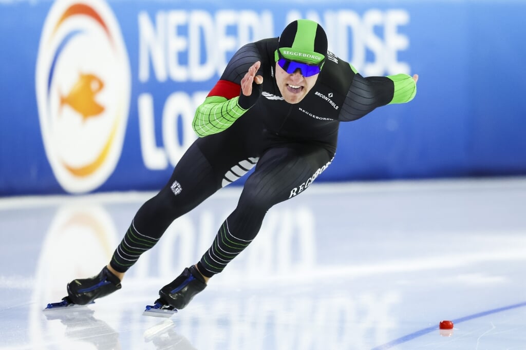 2022-10-28 21:02:32 HEERENVEEN - Stefan Westenbroek reageert na de 500 meter heren tijdens het driedaagse kwalificatietoernooi voor de wereldbeker in Thialf. ANP VINCENT JANNINK