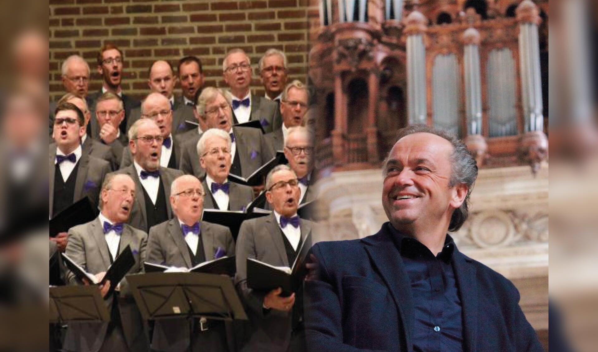 Dirigent Martin Mans en zijn koor De Gouwestem.
