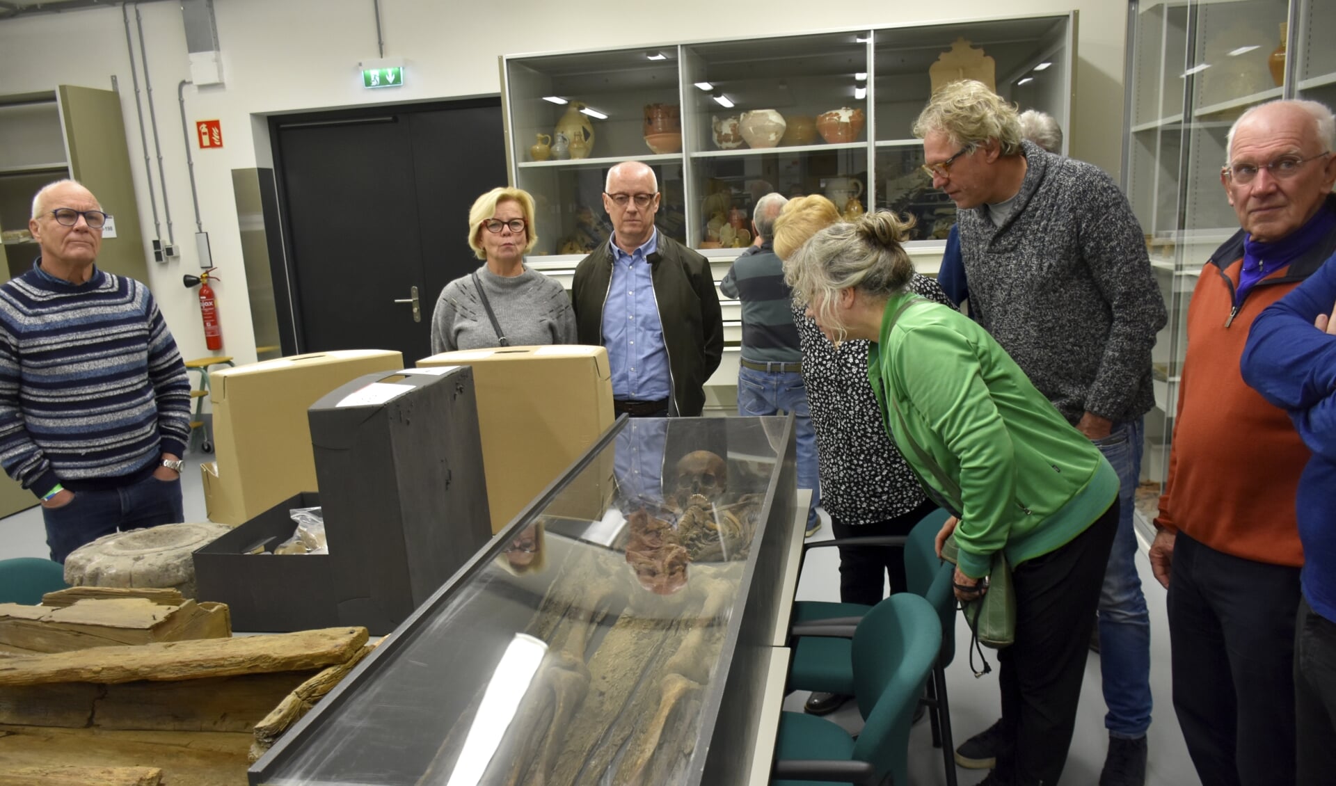Bij de rondleiding was een ruim 500 jaar oud skelet te bekijken, dat in Gouda is gevonden. 