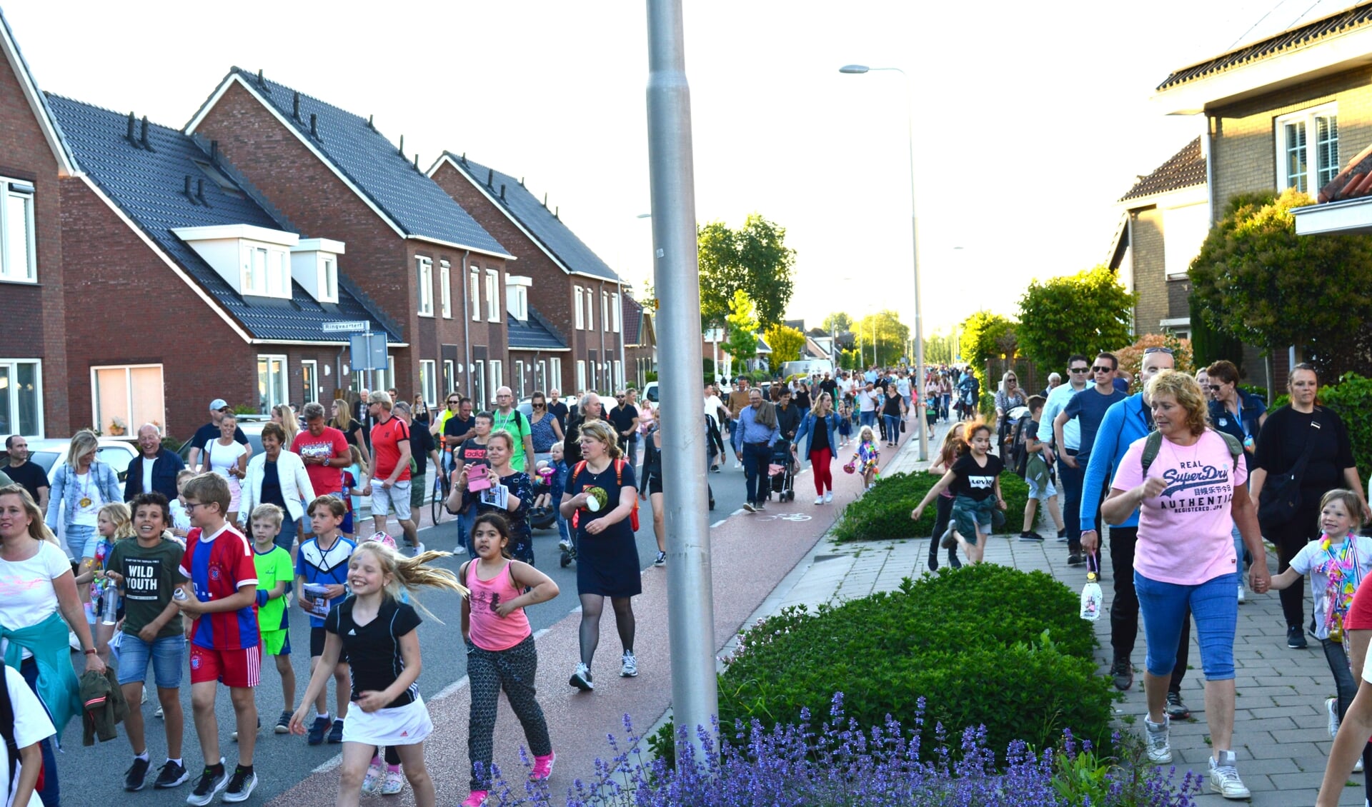 Een bont gezelschap trok vrijdag door de straten van Zevenhuizen op weg naar de finish bij vv Groeneweg.