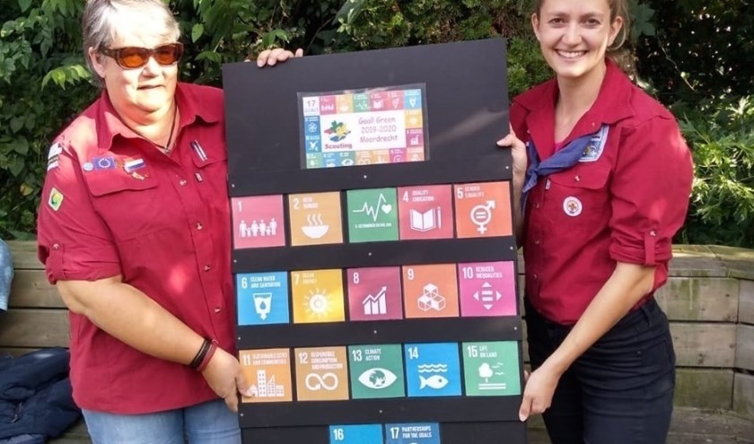 Op het scorebord houden de scouts bij hoe ver ze al zijn in het halen van hun doelen.