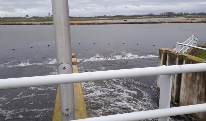 Water vanuit de Rotte stroomde zondag de Eendragtspolder in.