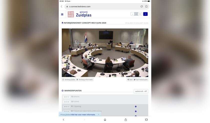 De gemeenteraad van Zuidplas in juni voor het eerst weer bijeen in het gemeentehuis.