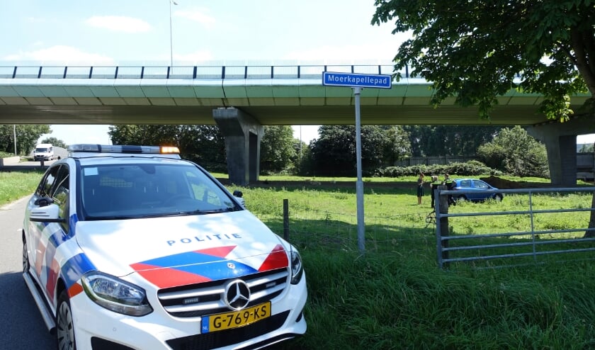 De auto kwam tot stilstand in een weiland.