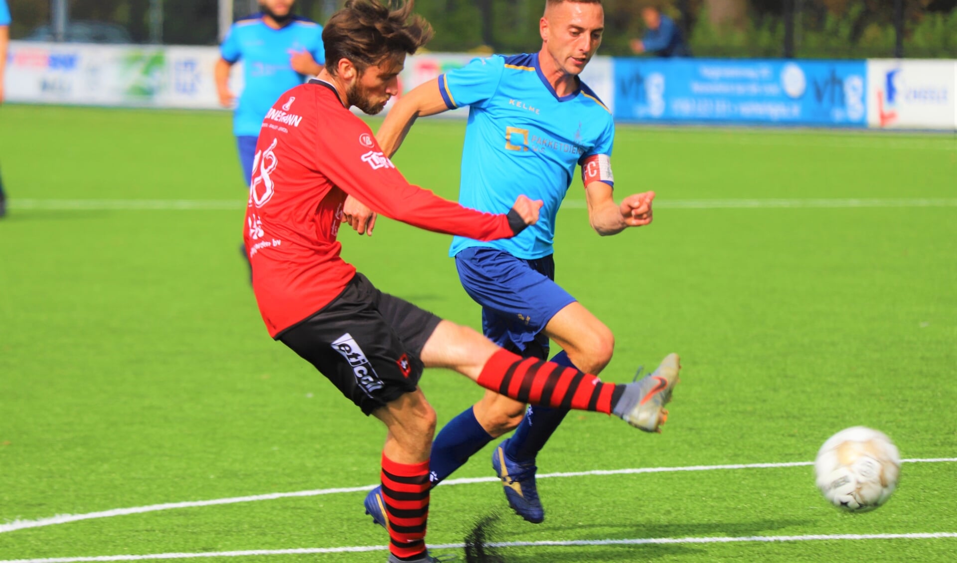 Stefan van der Vlegel in actie in de met 2-0 gewonnen wedstrijd tegen DFC uit Dordrecht op 26 september vorig jaar.