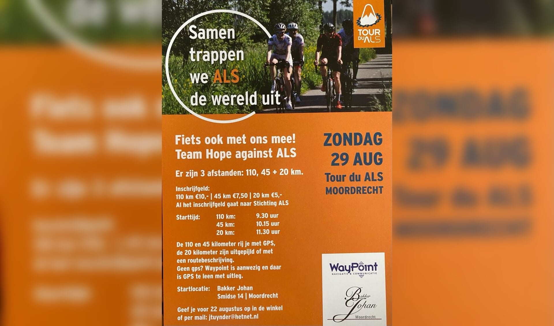 De flyer van de Tour du ALS Moordrecht.
