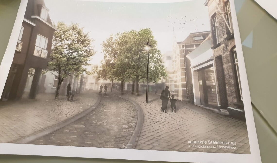 <p>Een schets van hoe de Stationsstraat eruit kan komen te zien.</p>