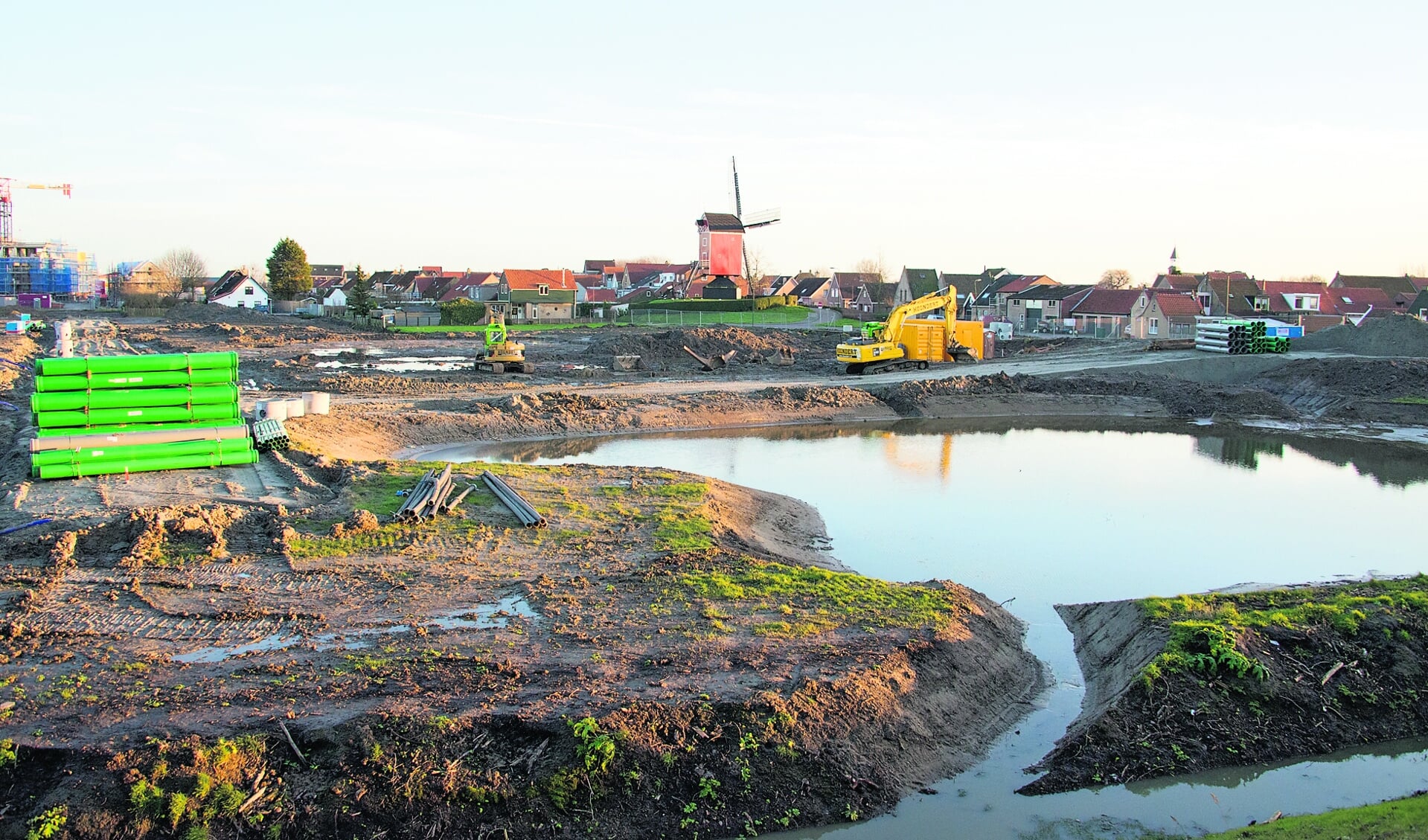 Beeld op de Suzannapolder in Sint-Annaland waar een waterpartij is gegraven.