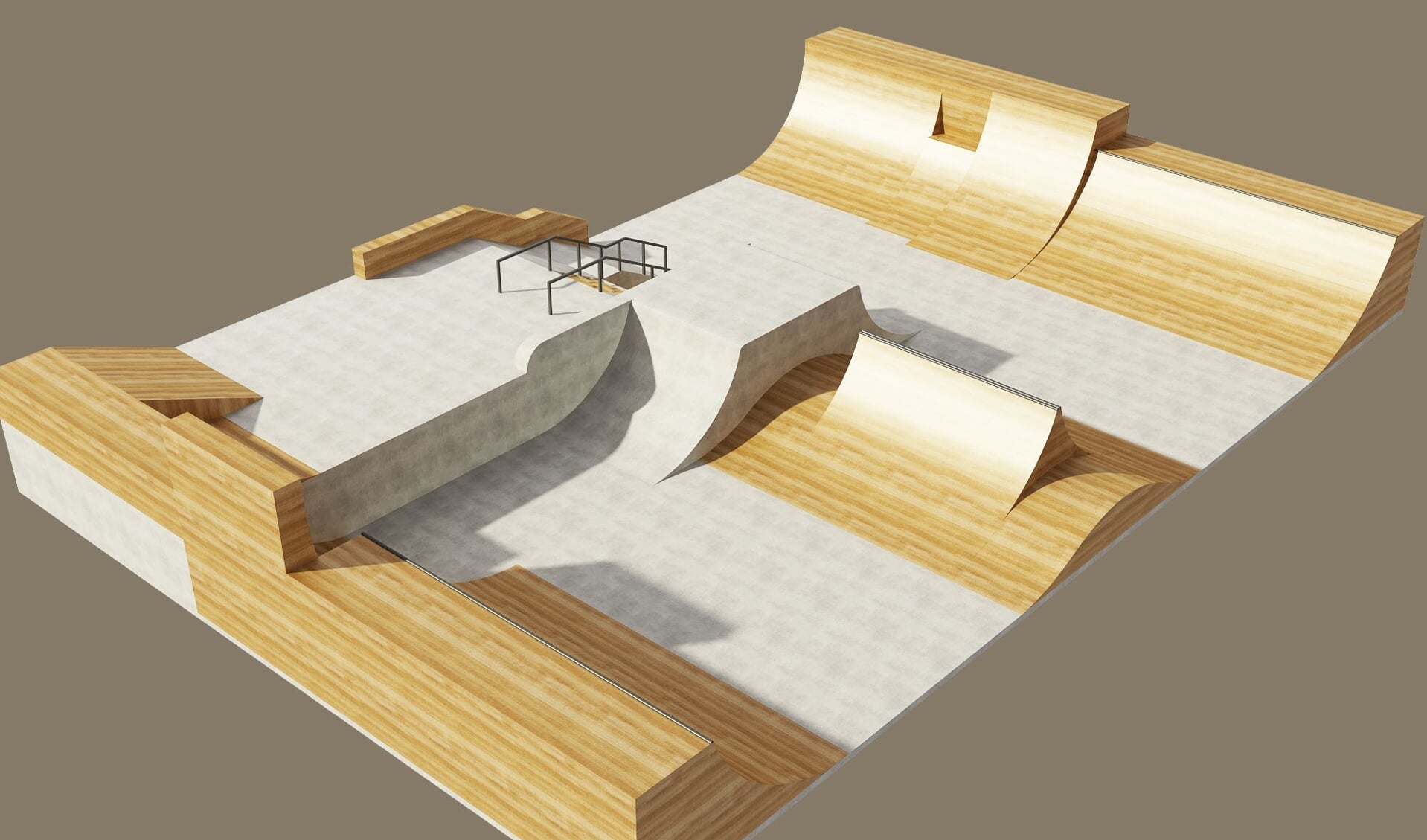 Elia heeft al een digitaal ontwerp gemaakt van hoe het skatepark zou kunnen worden.