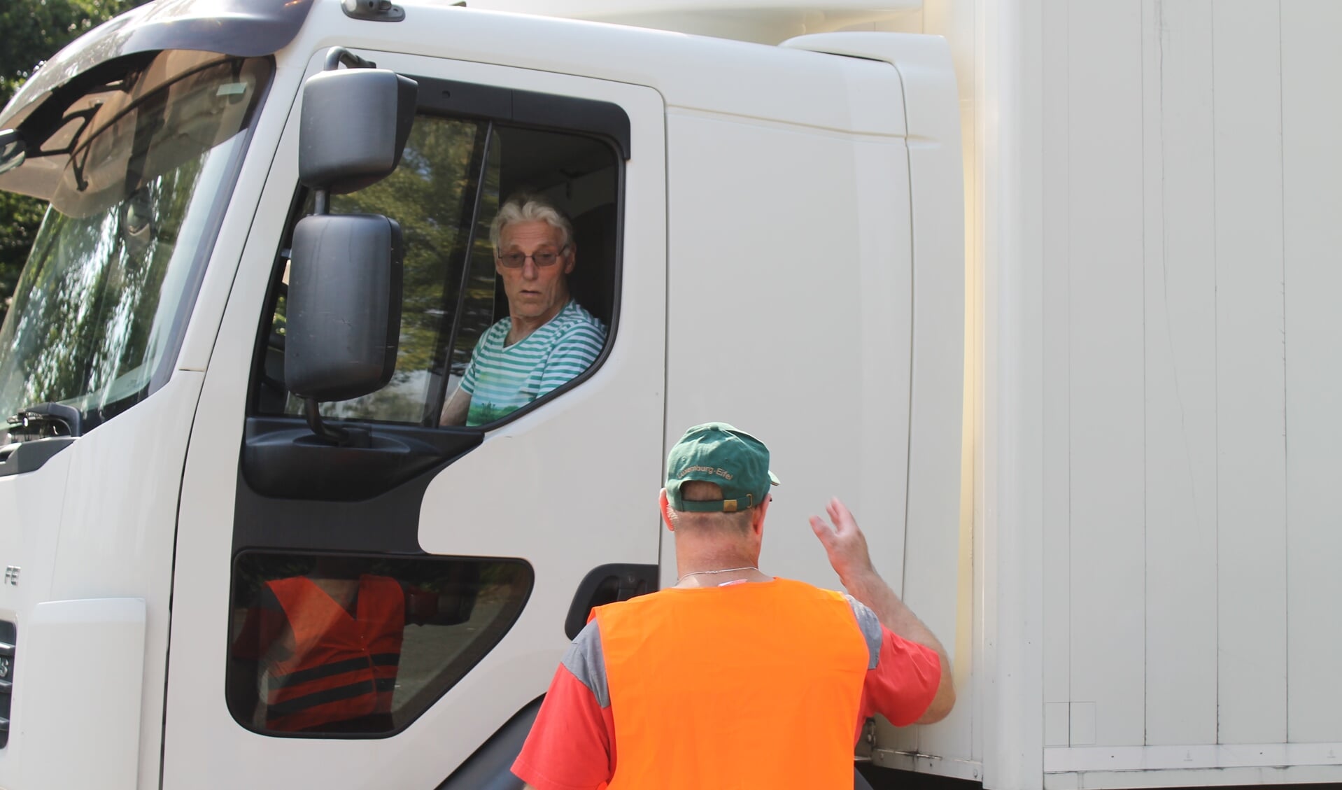 De deelnemers vielen het op dat een chauffeur van een vrachtwagen weinig ziet.