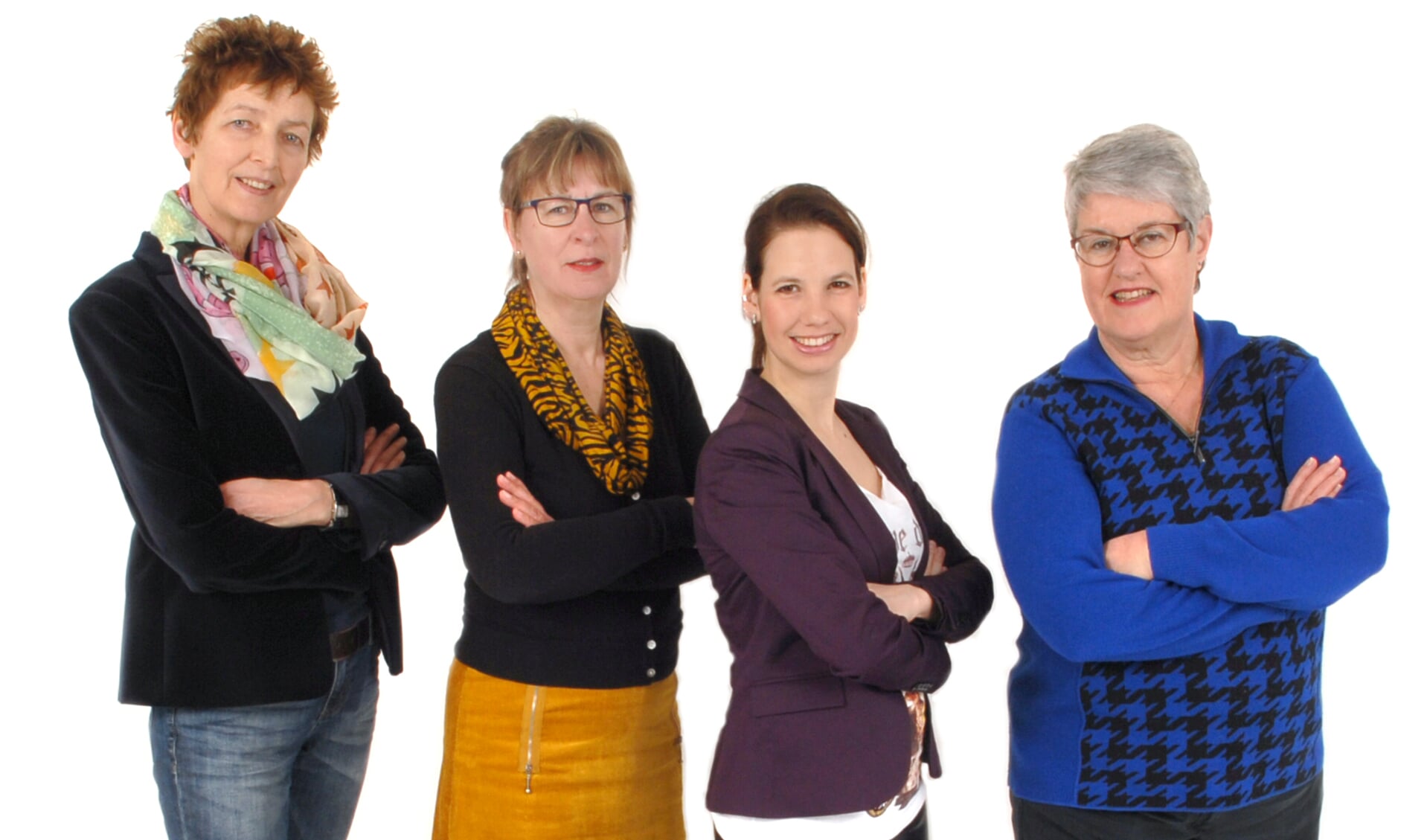 Het team van Rooi Werkt: v.l.n.r.: Elli de Rijk, Hannie Brok, Elske Huijberts en Corrie Haenen.