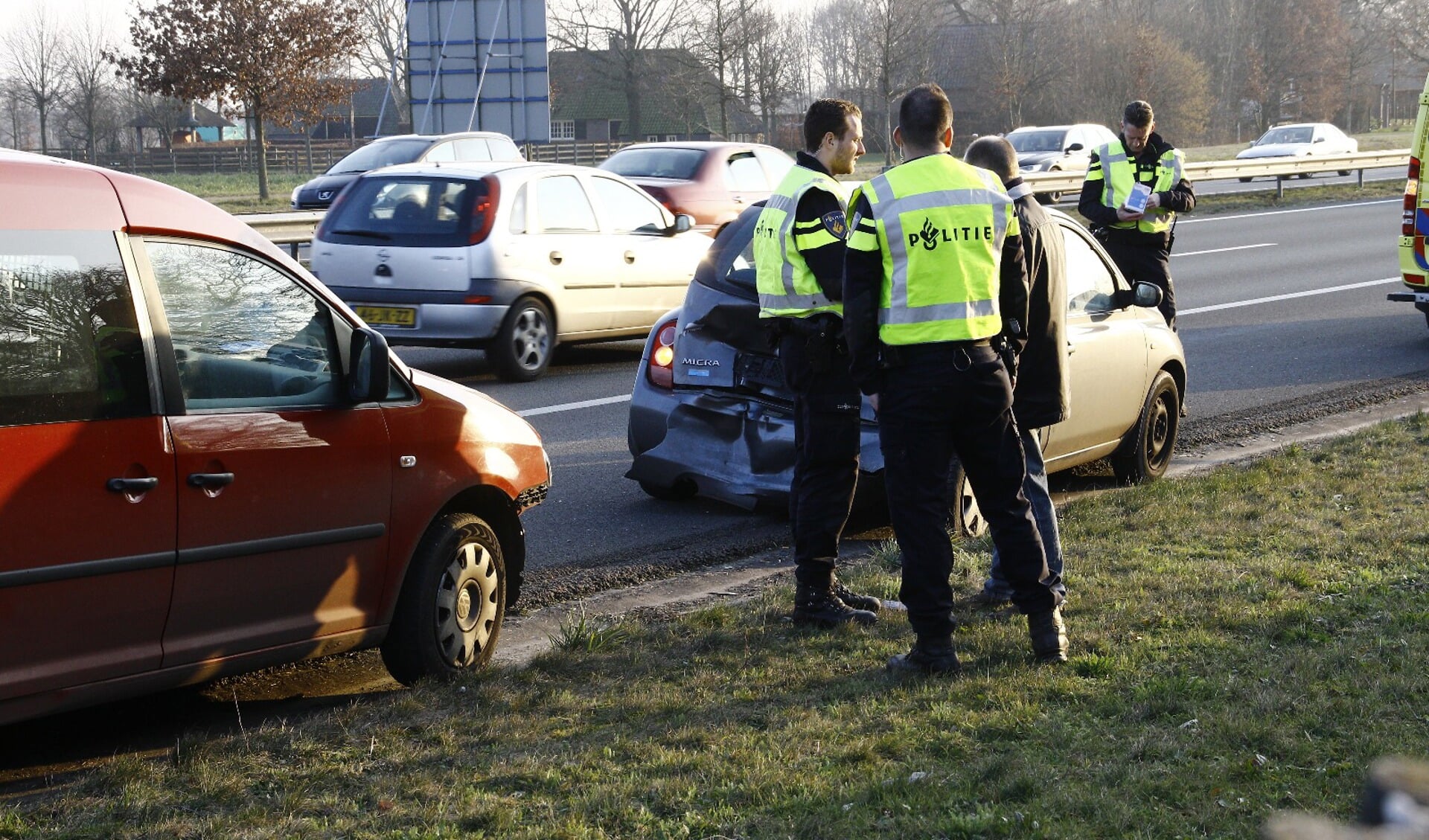 Meerdere auto's waren bij het ongeval  betrokken.