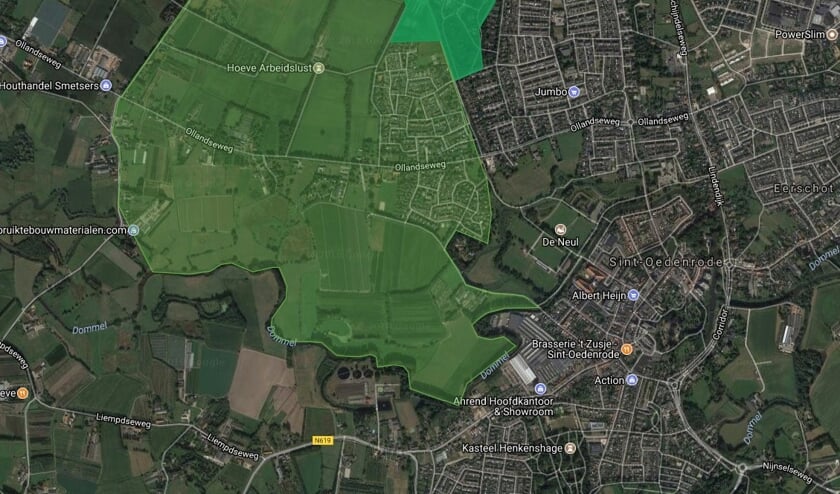 Het gaat om de omkaderen groene gebieden. | Fotonummer: cee9db