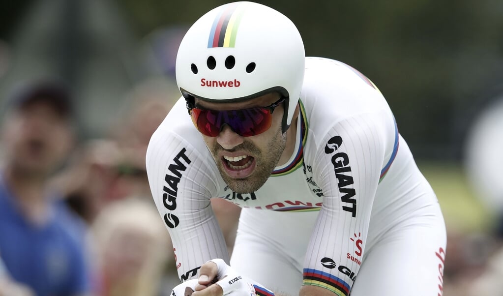 Cycling - Tour de France - The 31-km Stage 20 Individual Time Trial from Saint-Pee-sur-Nivelle to Espelette - July 28, 2018 - Team Sunweb rider Tom Dumoulin of the Netherlands finishes. REUTERS/Benoit Tessier