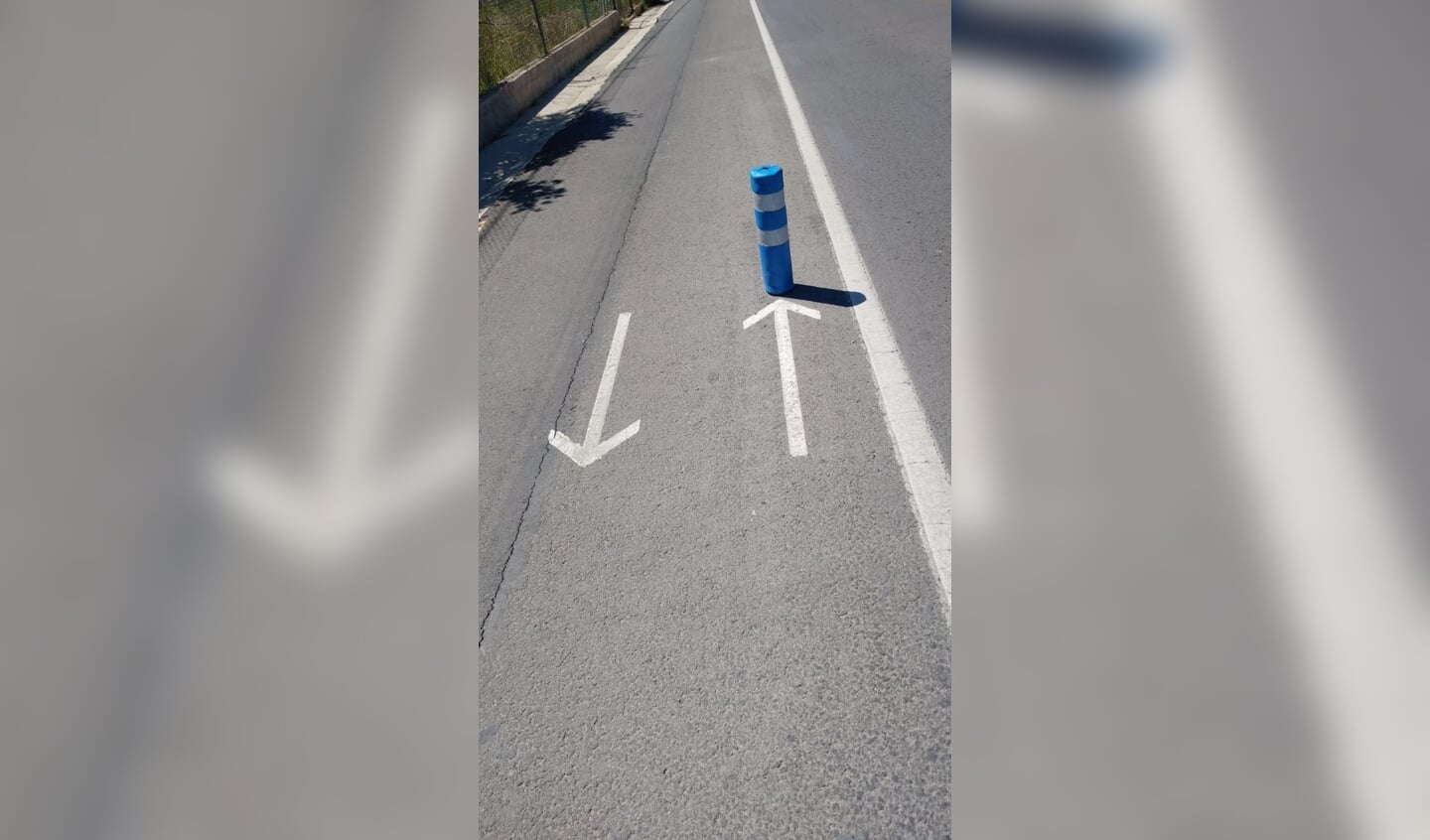 In de buurt van Benidorm, dit gevaarlijke paaltje op het fietspad.