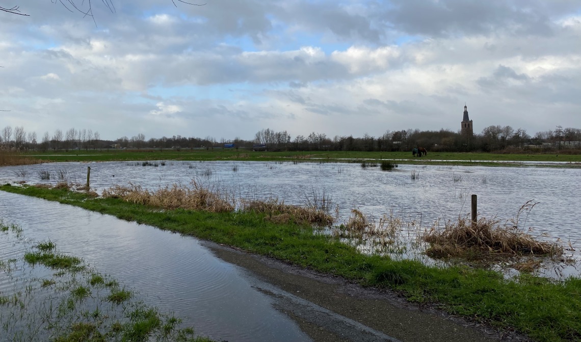 Het Bolckpad staat onder water.