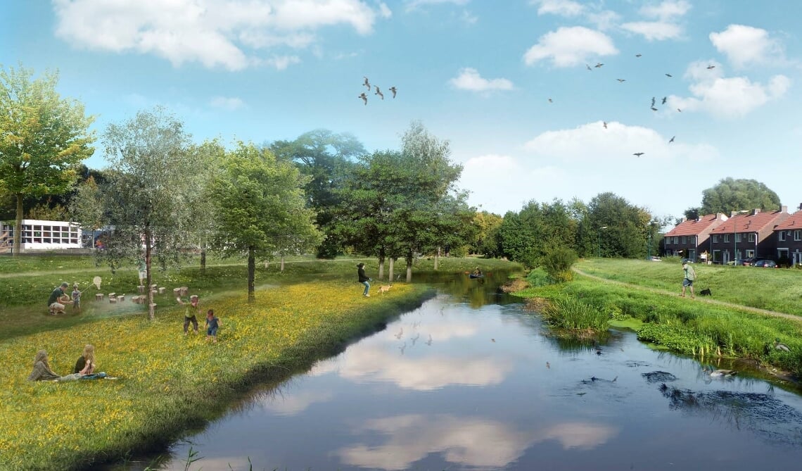 <p>Een sfeerimpressie van een winterbed tussen de Odaschool en de Jongsingel</p>